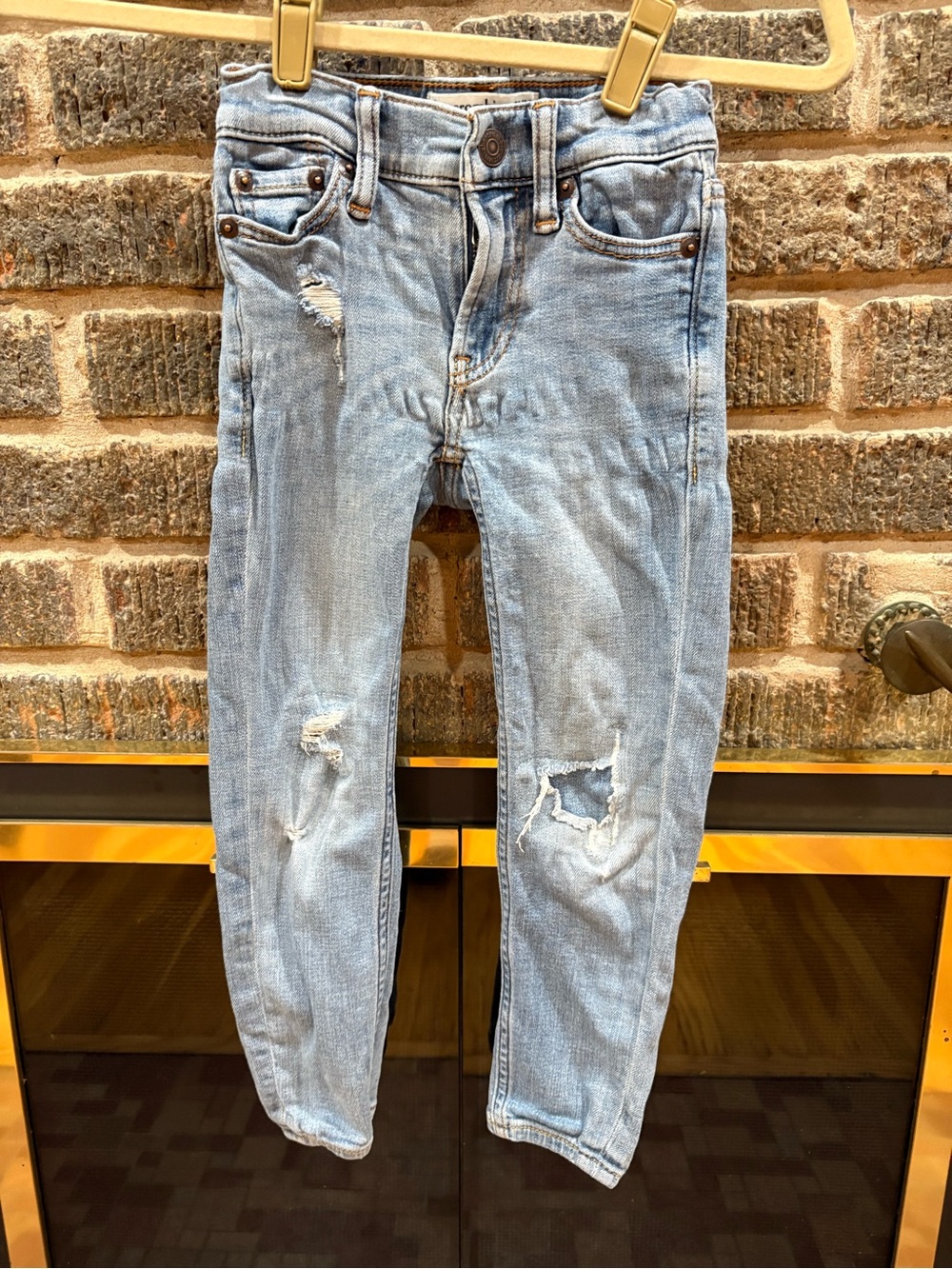 abercrombie kids Light Wash Distressed Skinny Jeans